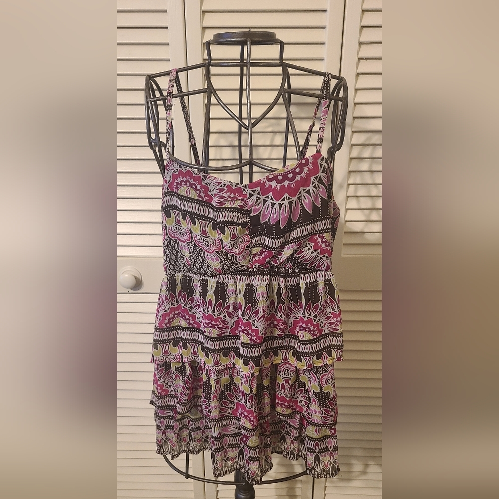 New Direction Spaghetti Strapped Tiered Top